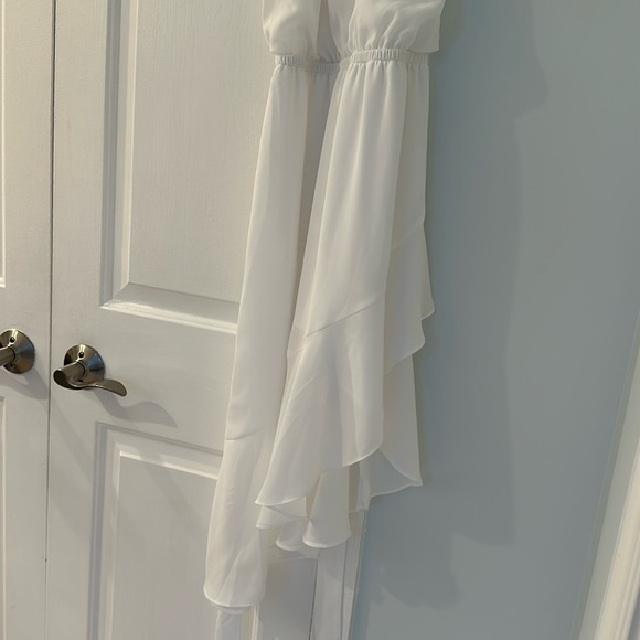 Express Opened Side/ High Low Designed Midi Sleeveless White Dress - Picture 5 of 11